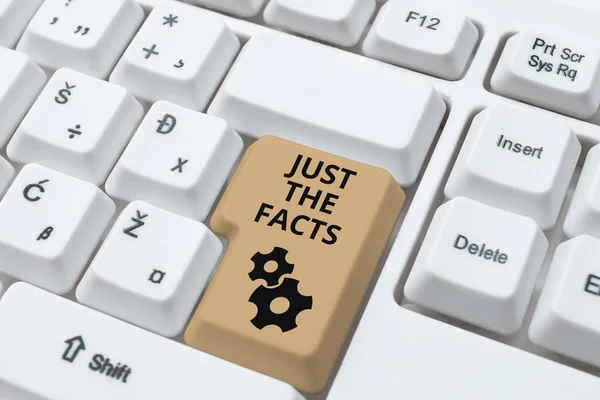 Legenda Conceitual Just Facts Internet Concept Evidências Para Encontrar Verdade — Fotografia de Stock