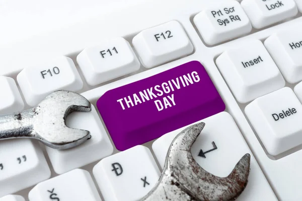 Skriva Visa Text Thanksgiving Day Internet Concept Fira Tacksamhet November — Stockfoto