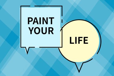 Metin yazma: Hayatınızı Boyayın, İnternet Konsepti Günlerinizi renklendirin Neşeli olun, iş adamlarına ilham verin Mavi Parlayan Teknoloji Sistemi 'nin Çember Düğmesini Kontrol Et.