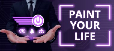 Kavramsal manşet Hayatınızı Boyayın, Günlerinizi renklendirin Neşeli olun