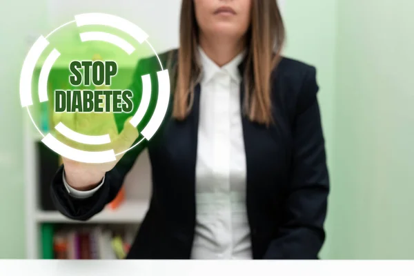 Znak Tekstowy Pokazujący Stop Cukrzycy Koncepcja Znaczenie Zadbaj Poziom Cukru — Zdjęcie stockowe