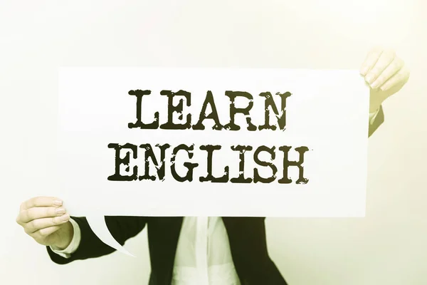 Sign Weergeven Engels Leren Zakelijk Showcase Studeer Een Andere Taal — Stockfoto