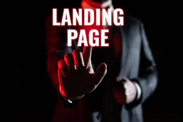 Tekst Som Viser Inspirasjon Landing Page Word Written Website Tilgang – stockfoto