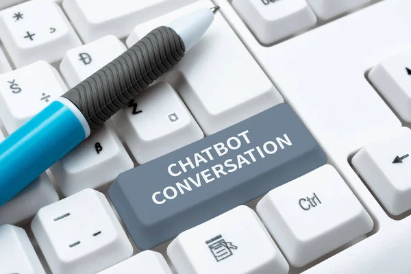 Sinal Escrita Mão Conversa Chatbot Visão Geral Negócios Conversando Com — Fotografia de Stock