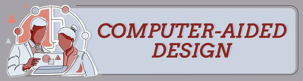 Szöveges Jel Mutatja Számítógépes Tervezés Word Cad Ipari Tervezés Segítségével — Stock Fotó