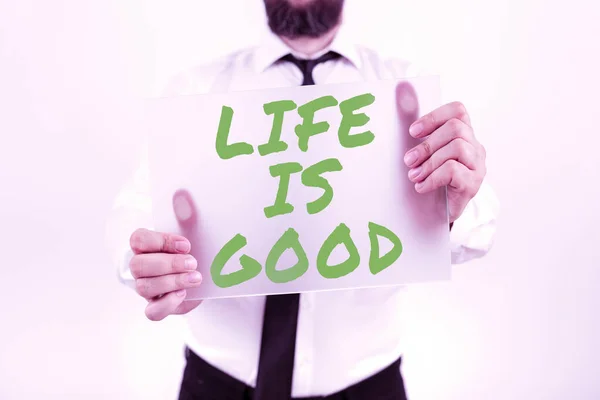 Texto Mostrando Inspiração Life Good Internet Concept Obter Tudo Que — Fotografia de Stock