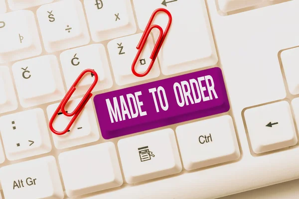 Text Sign Showing Made Order Business Concept Something Done Specially — Stock Photo, Image