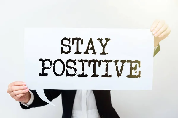 Sign Displaying Stay Positive Internet Concept Légy Optimista Motivált Hozzáállás — Stock Fotó