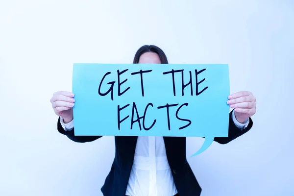 Text Sign Showing Get Facts Business Showcase Look Truth Certain — Stock Photo, Image