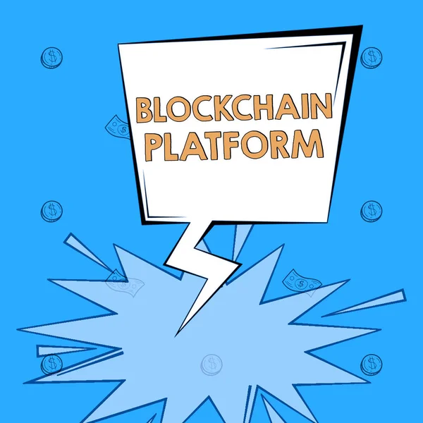 Segno Scrittura Mano Blockchain Platform Internet Concept Cryptocurrency Scambio Digitale — Foto Stock