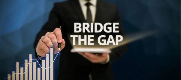 Text Sign Showing Bridge Gap Word Written Overcome Obstacles Challenge — Stock fotografie