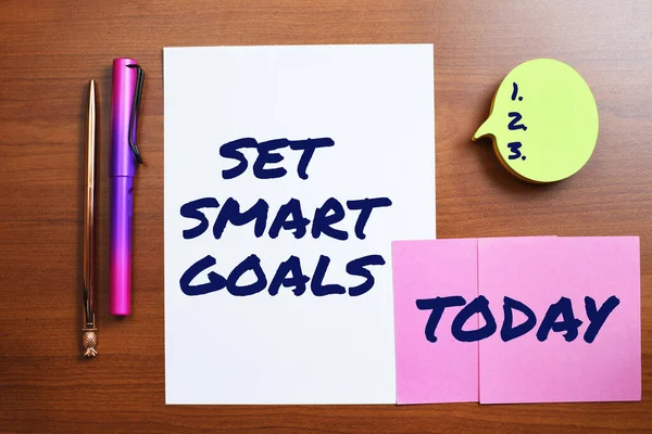 Conceptual caption Set Smart Goals, Word for Establish achievable objectives Make good business plans