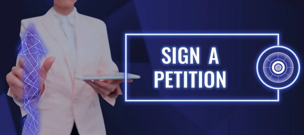 Handwriting Text Sign Petition Concept Meaning Support Cause Signing Paper — Foto de Stock