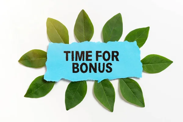 Sign Displaying Time Bonus Concept Meaning Sum Money Added Person — Stock fotografie