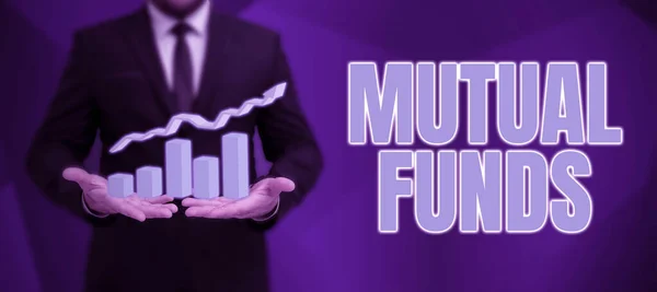 Text Caption Presenting Mutual Funds Business Approach Investment Strategy Purchase — Stock Fotó