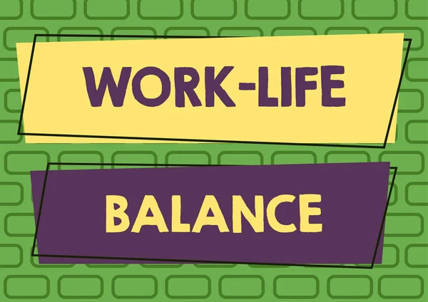 Text Sign Showing Work Life Balance Business Concept Division Time — Fotografia de Stock