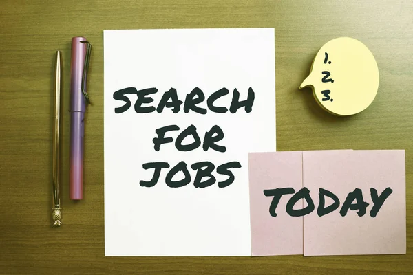 Text Sign Showing Search Jobs Business Overview Unemployed Looking New — Stockfoto