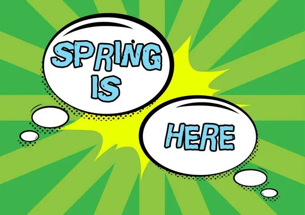 Text Caption Presenting Spring Here Word Written Winter Season Has — Zdjęcie stockowe