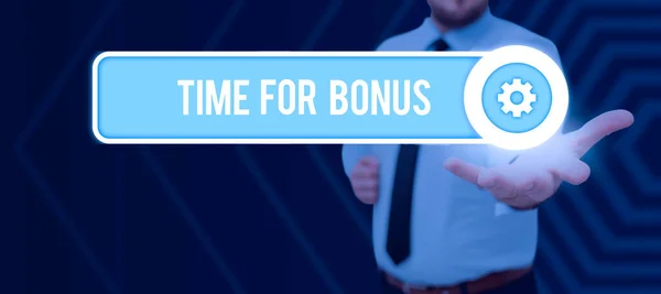 Conceptual Caption Time Bonus Business Showcase Sum Money Added Person — Stockfoto
