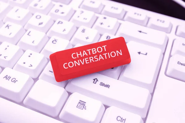 Sinal Texto Mostrando Conversa Chatbot Conceito Que Significa Conversar Com — Fotografia de Stock