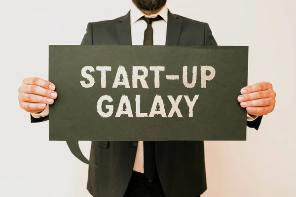 Handschrift Ondertekenen Start Galaxy Business Concept Nieuw Ontstane Bedrijf Opgericht — Stockfoto