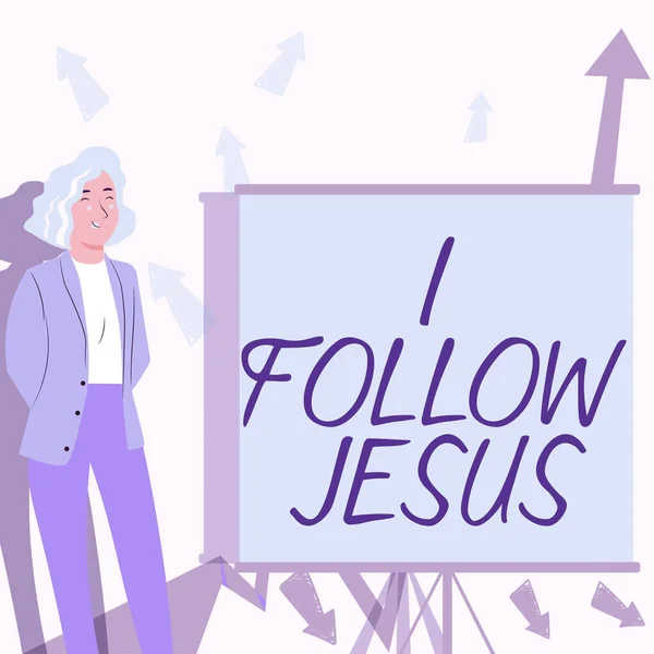 Menulis Teks Follow Jesus Word Religious Person Lot Faith Love — Stok Foto