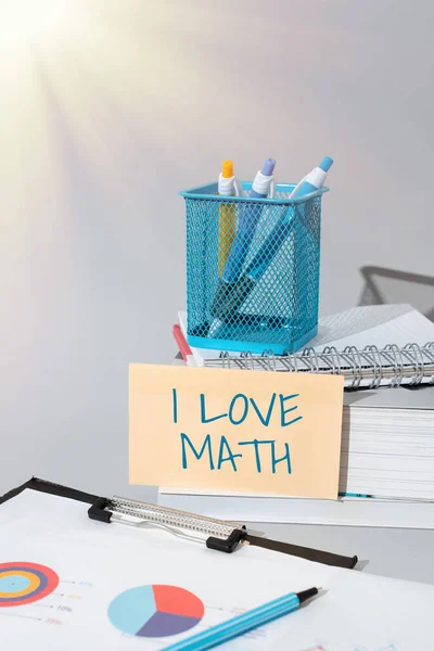 Tekst Teken Tonen Love Math Business Showcase Veel Doen Berekeningen — Stockfoto