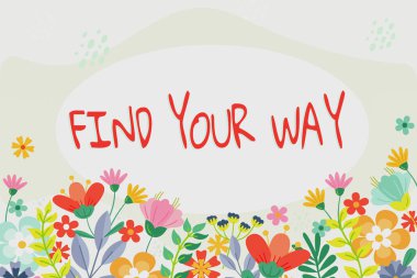 El yazısı metni Yolunuzu Bul, İş Vitrini Hedeflere ulaşmak için kişisel yön amaç yolunu arayın