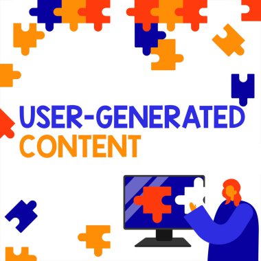 El yazısı işareti Kullanıcı Oluşturulmuş İçerik, Kavramsal Fotoğraf Resimleri videoları Smartphone with Copy Space Presenting for Branding.