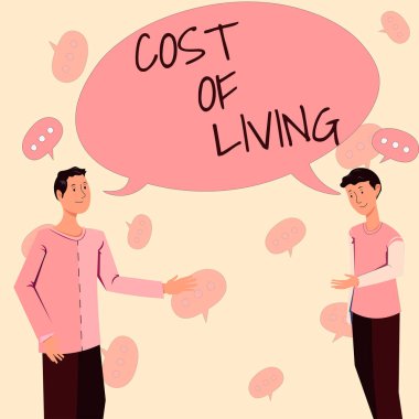 Yaşam Maliyeti, İnternet Kavramı 'nı gösteren metin işareti Bir dizi günlük eşya ile ilgili fiyat seviyesi Çoklu Başlar Dünya' ya Yeni Teknoloji Fikirlerini Gösteriyor.