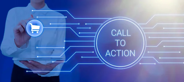 Sign displaying Call To Action, Business overview Encourage Decision Move to advance Successful strategy Important Messages Written In Shape Of Cloud With Arrows Around.