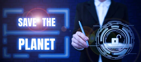 Teksten Weergeven Planet Internet Concept Zorg Voor Het Milieu Doe — Stockfoto