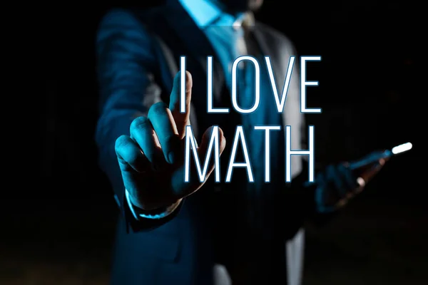 Tekst Teken Tonen Love Math Woord Voor Veel Doen Berekeningen — Stockfoto