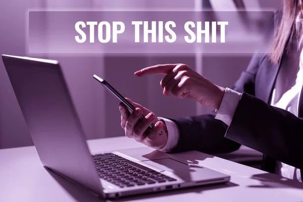 Inspiration Showing Sign Stop Shit Internet Concept Enough Bad Things — Stockfoto