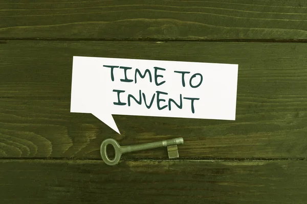 Sign Displaying Time Invent Word Written Invention Something New Different — Stock Photo, Image