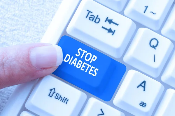 Znak Tekstowy Pokazujący Stop Cukrzycy Pomysł Biznes Zadbaj Poziom Cukru — Zdjęcie stockowe