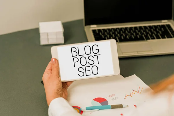 Conceptueel Bijschrift Blog Post Seo Business Showcase Search Engine Optimization — Stockfoto