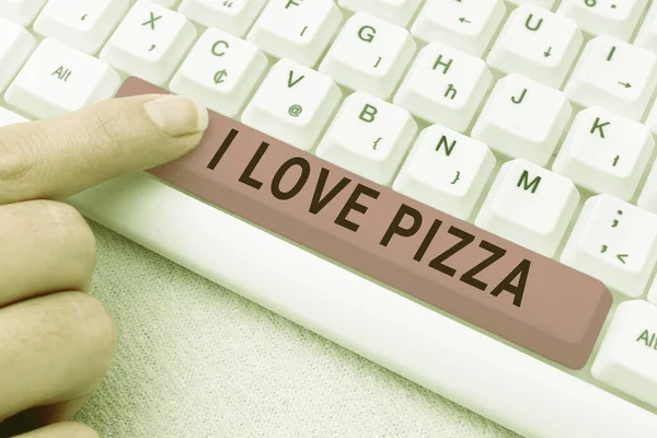 Testo Didascalia Che Presenta Love Pizza Internet Concept Piace Molto — Foto Stock