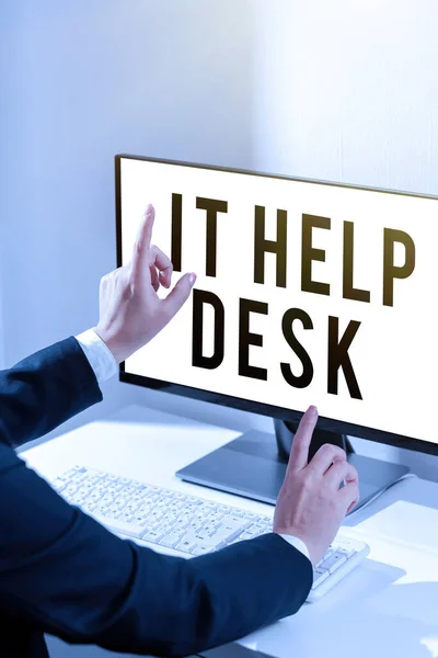 Conceptual display It Help Desk, Word for Online support assistance helping showing with technology Frame With Leaves Around And Important Announcements Inside.