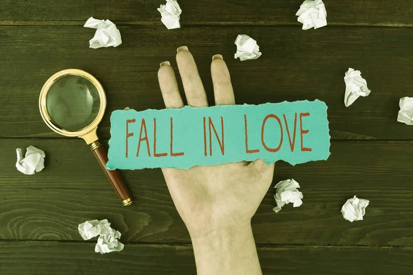 Inspirációt Mutató Szöveg Fall Love Üzleti Áttekintés Szerető Érzelmek Érzése — Stock Fotó