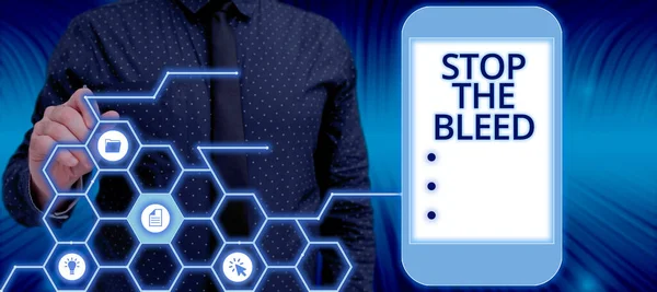 Bildunterschrift Stop Bleed Internet Konzept Medizinische Behandlung Den Blutfluss Nach — Stockfoto