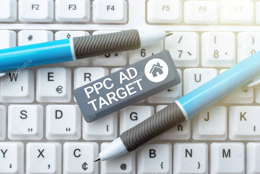 Writing displaying text Ppc Ad Target, Business approach Pay per click advertising marketing strategies online campaign Businesswoman Holding Mobile Phone With Important Messages Sitting On Desk.