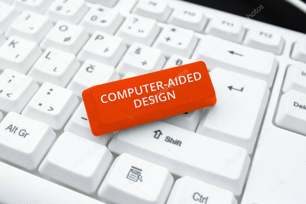 Text caption presenting Computer Aided Design, Word Written on CAD industrial designing by using electronic devices Woman Holding Note With Important News And Pointing On It With Pen.