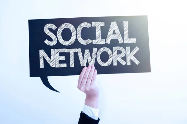 Handschrift Zeichen Social Networkinteractions Sharing Information Zwischenmenschliche Beziehung Business Schaufenster — Stockfoto
