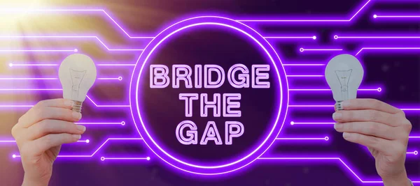 Handstilstext Bridge Gap Affärsidé Övervinna Hindren Utmaning Mod Bemyndigande Man — Stockfoto