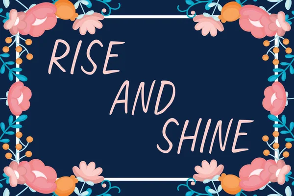 Psaní Zobrazující Text Rise Shine Slovo Napsané Motivaci Pro Začátek — Stock fotografie