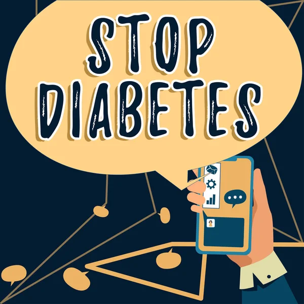Sign Displaying Stop Diabetes Business Approach Postarejte Hladinu Cukru Zdravá — Stock fotografie