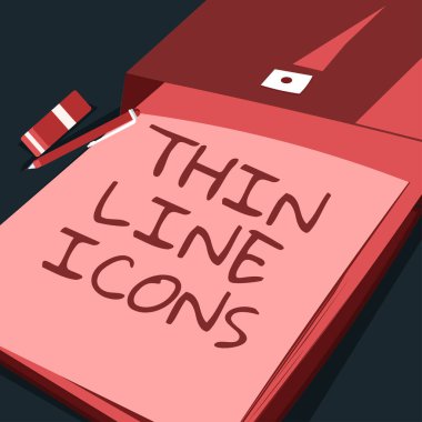 El yazısı işareti İnce Satır Simgeleri, İş Fikri Sembolleri Cep telefonlarında ve diğer uygulamalarda kullanılır. Masada Önemli İleti ve Ofis Malzemeleri ile Not Defteri gibi..