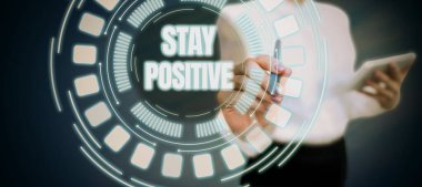 Kavramsal başlık Olumlu Kalın, İş Konsepti İyimser Motivasyonlu İyi tutum İlham Veren Umut