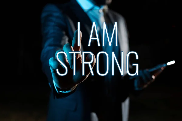 Hand Writing Sign Strong Concept Meaning Have Great Strength Being — Φωτογραφία Αρχείου